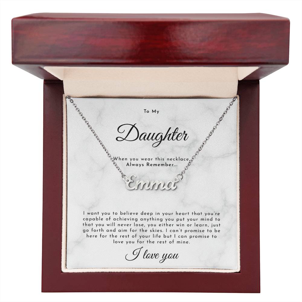 To My Daughter Necklace, Personalized Daughter Necklace Gift, Custom Name Daughter Necklace Ideas Gift, Gift Box Message Card To Daughter