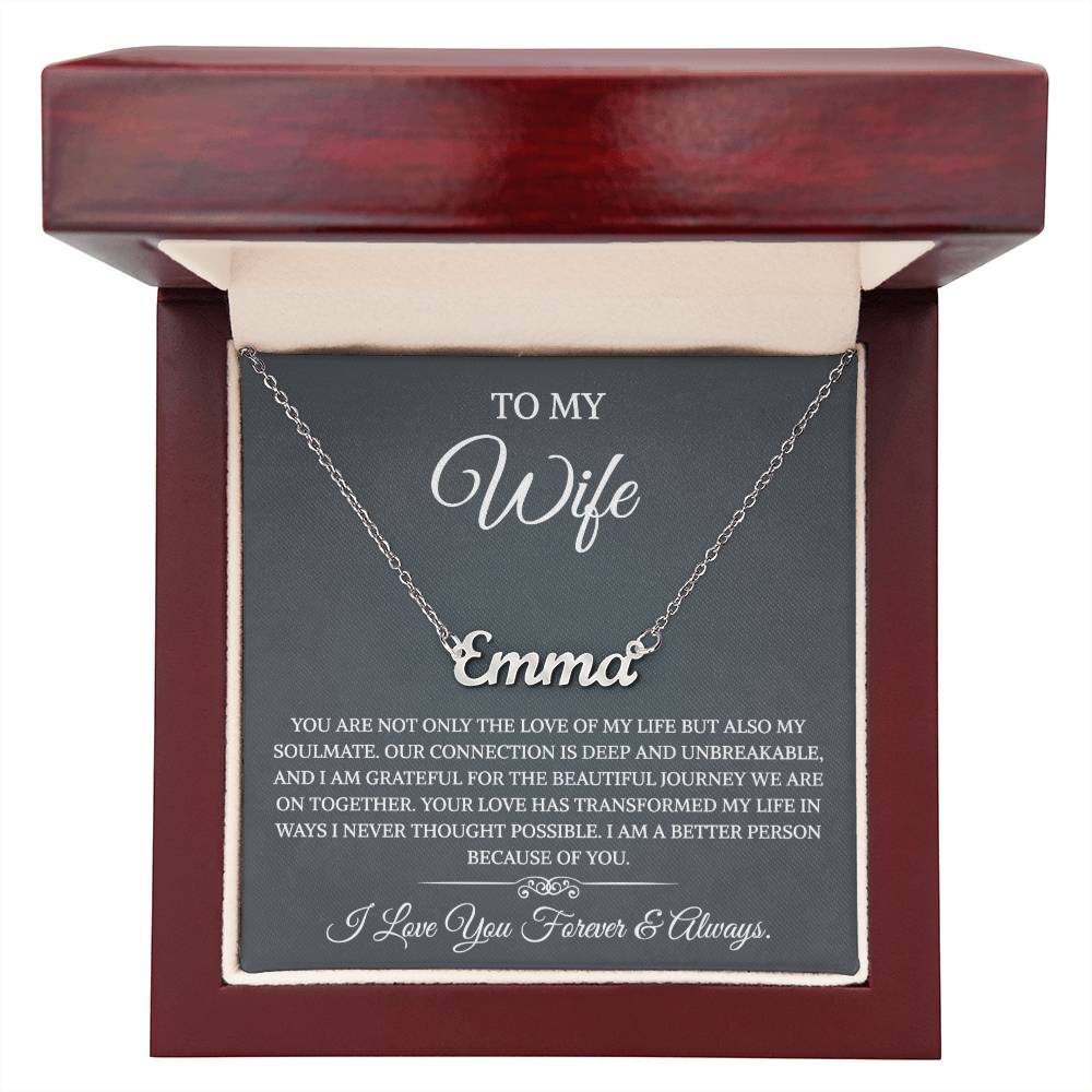 To My Wife Necklace from Husband with Message Card Romantic Gifts for Wife  Name Necklace for Women, Wife Jewelry Rose Gold, Wife Birthday Anniversary Valentines Mothers Day Gifts