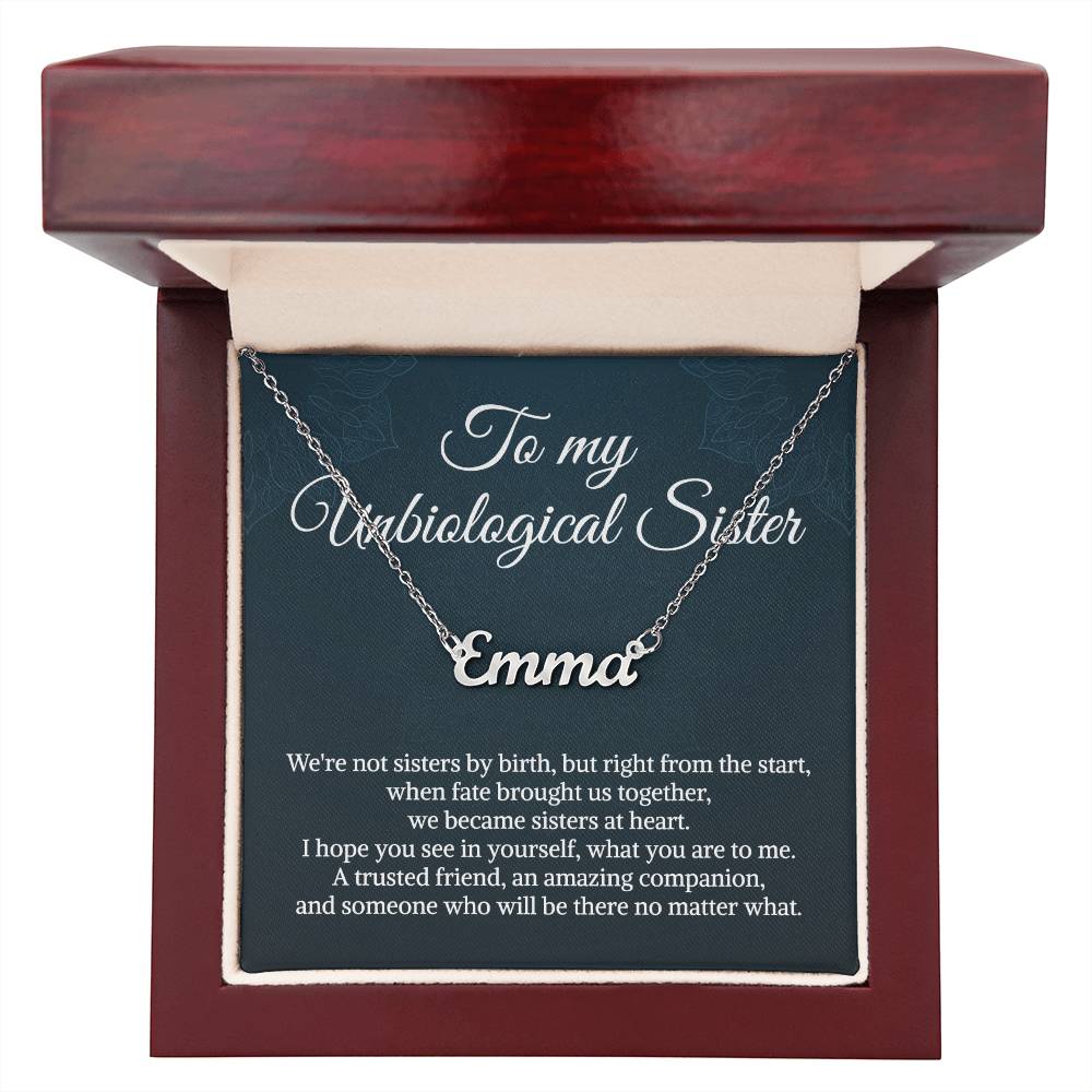 Unbiological Sister Necklace Bonus Sister Necklace Sister in Law Necklace Personalized Name Necklace for Sister Birthday Gifts from Sister Christmas Gifts