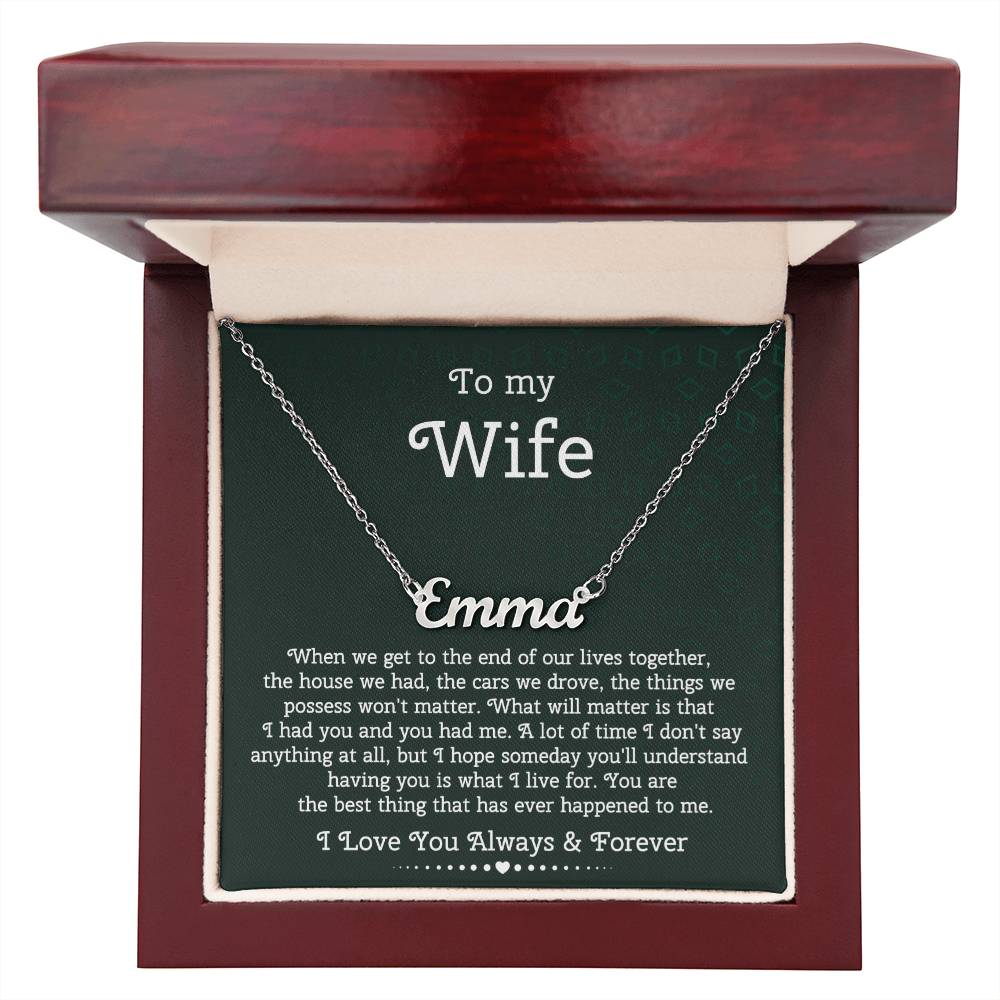 To My Wife Personalized Heart Name Necklace, From Husband, Anniversary Gift for Wife, Sentimental Gift for Wife, Birthday Gift for Wife