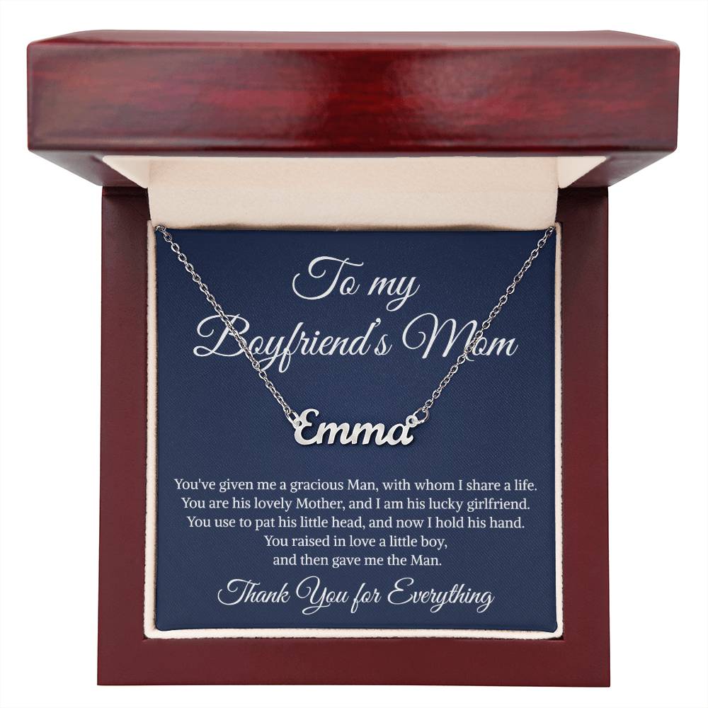 Gift to My Boyfriend's Mom Necklace, Personalized Name Necklace , Boyfriends Mom Necklace