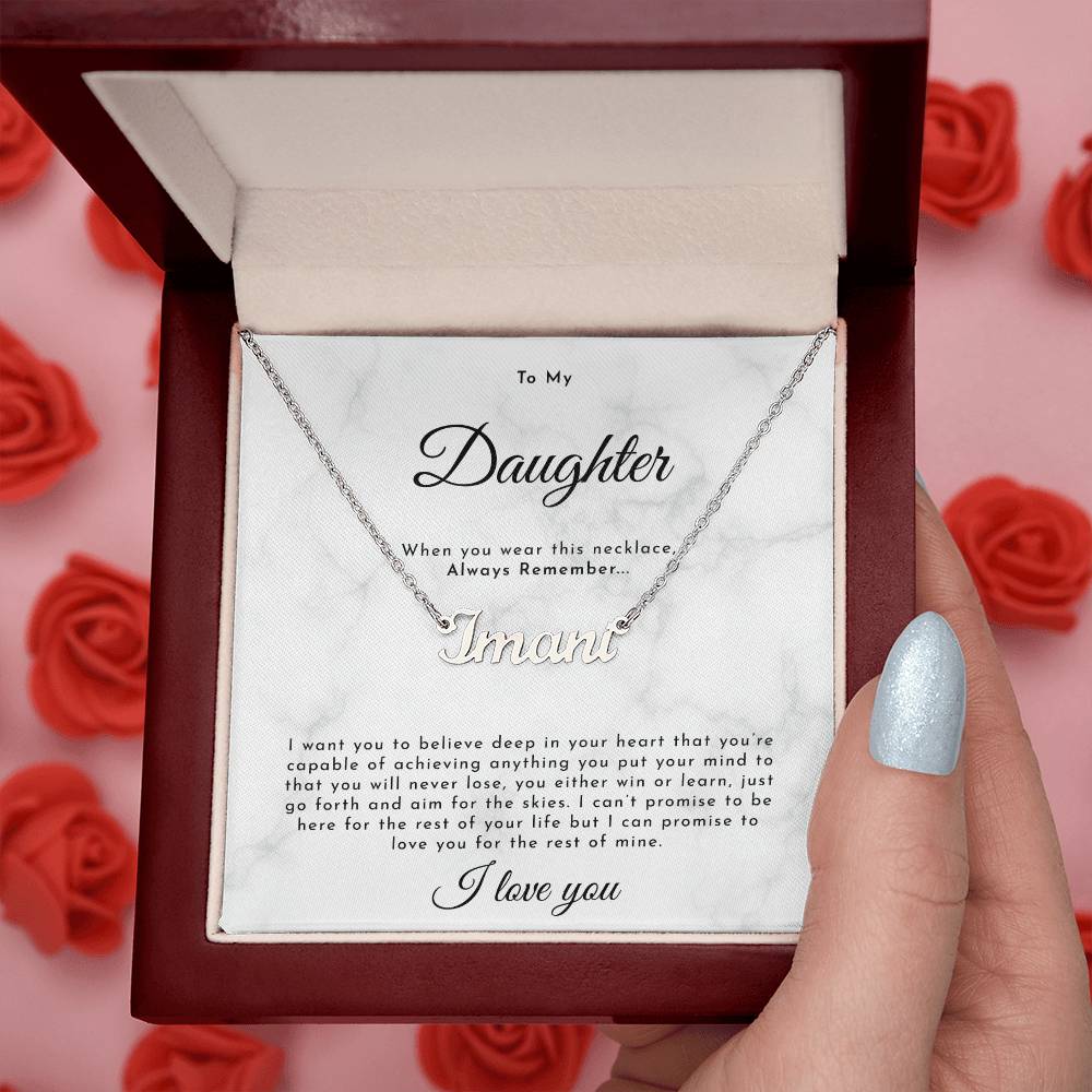 To My Daughter Necklace, Personalized Daughter Necklace Gift, Custom Name Daughter Necklace Ideas Gift, Gift Box Message Card To Daughter