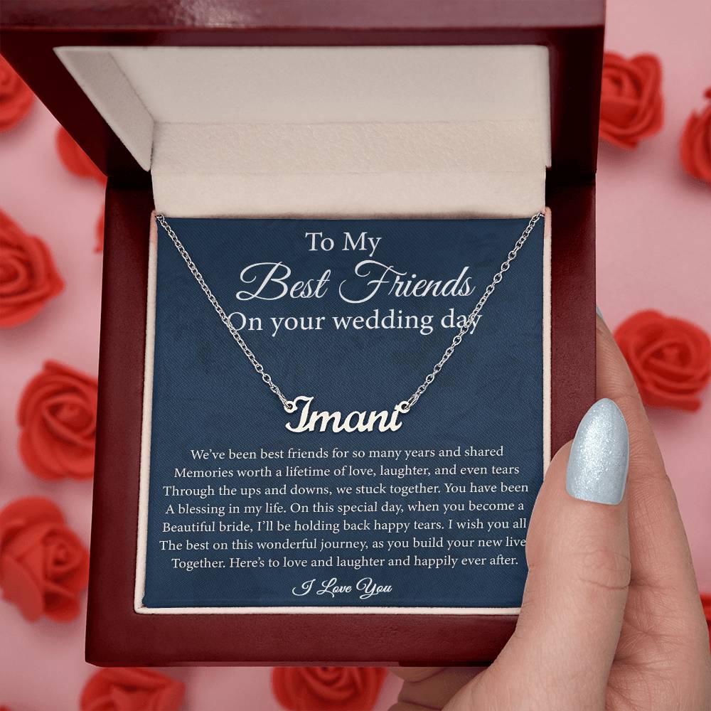 My Best Friend On her Wedding Day, Best Friend Wedding Day Gift, Best Friend to Bride Gift, Bride Jewelry Gift, Personalized Name Necklace