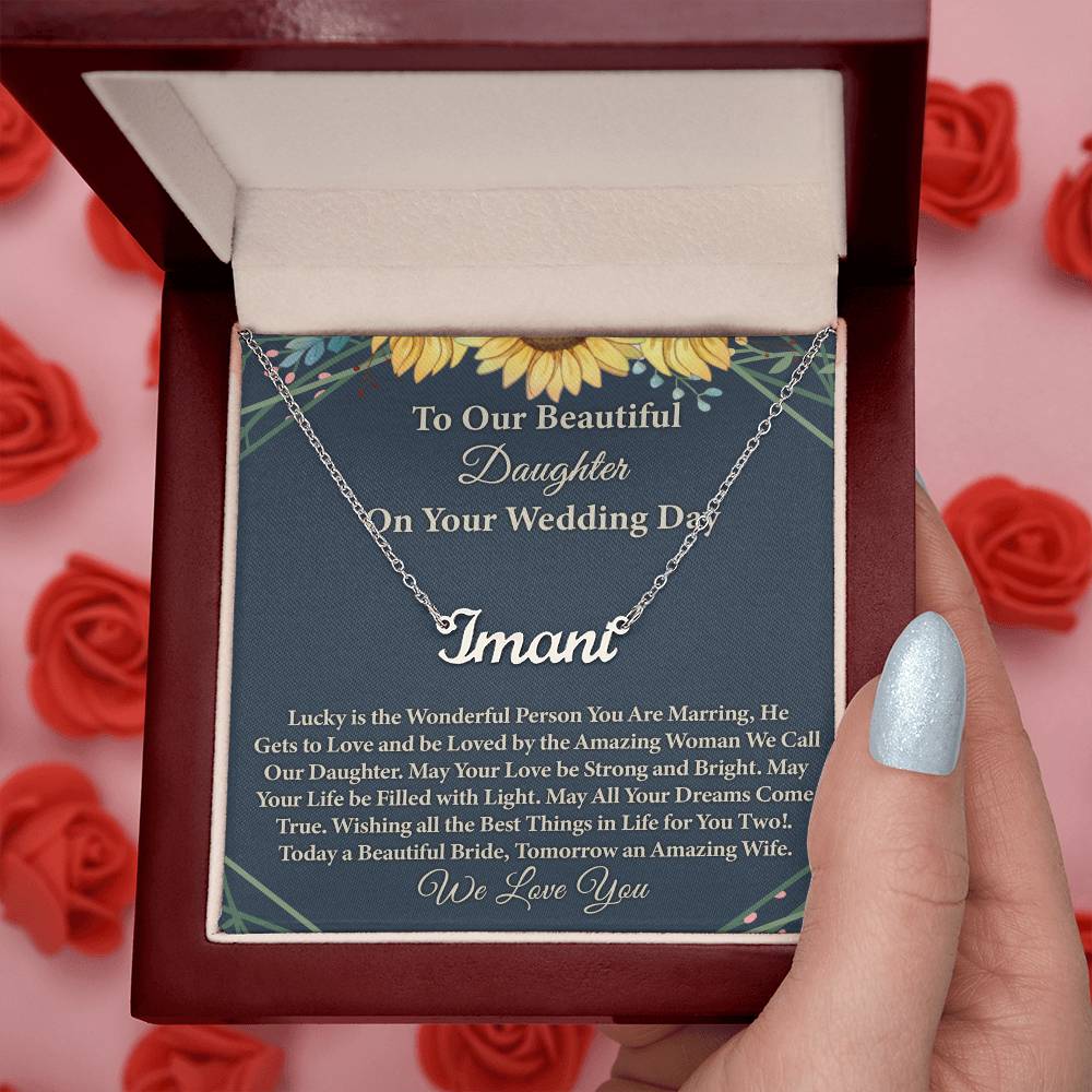 To My Daughter On Wedding Day Necklace From Mom, Beautiful Daughter Wedding Gift Jewelry Necklace Styles On Birthday, Bride Gift From Mom, And Wedding Gifts For Daughter.