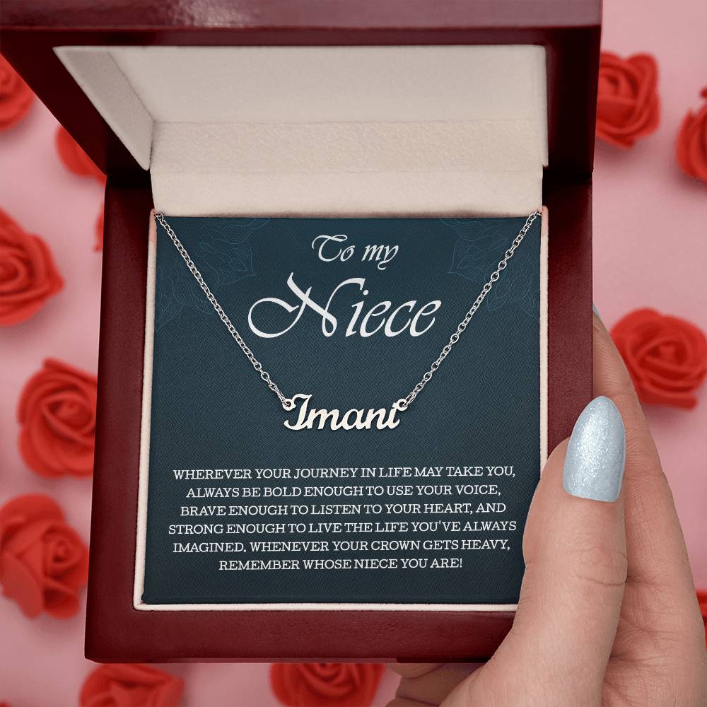 To My Niece Personalized Name Necklace, Perfect Birthday or Graduation Gift with Blessing Card and Gift Box Packaging