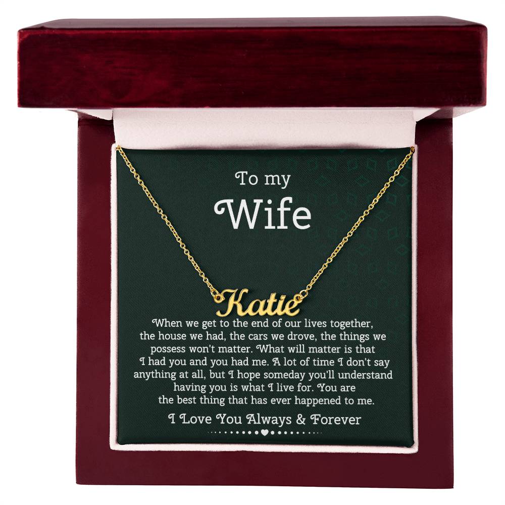 To My Wife Personalized Heart Name Necklace, From Husband, Anniversary Gift for Wife, Sentimental Gift for Wife, Birthday Gift for Wife