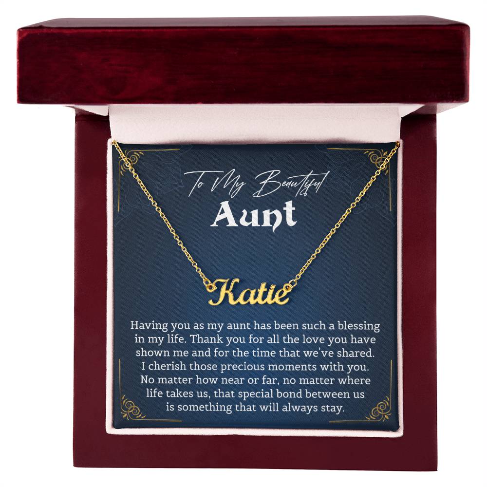 To My Beautiful Aunt Personalized Necklace Gift, Exquisite Jewelry Pack with Gift Box, Perfect for Mother's Day, Thanksgiving, Christmas