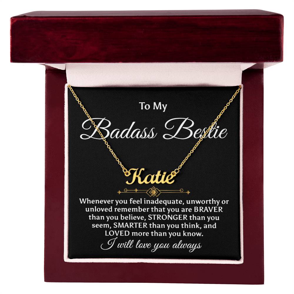 To My Badass Bestie, Personalized Name Necklace, Friendship Necklace, Best Friend Gift, Luxe Crown Necklace Gift Set, Bestfriend Necklace, Badass Besties Gifts