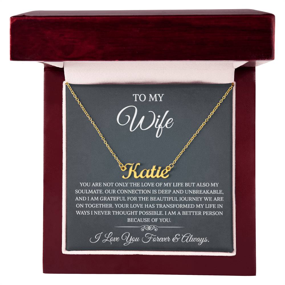 To My Wife Necklace from Husband with Message Card Romantic Gifts for Wife  Name Necklace for Women, Wife Jewelry Rose Gold, Wife Birthday Anniversary Valentines Mothers Day Gifts