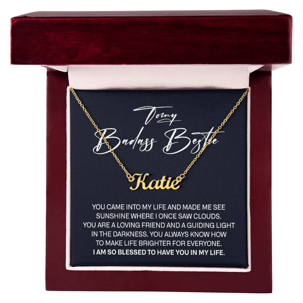 To My Badass Bestie Personalized Necklace Gift Set, Best Friend Birthday Gifts for Women with Message Card, Gifts for Girlfriend, Long Distance Friendship Gifts, Friendship Jewelry