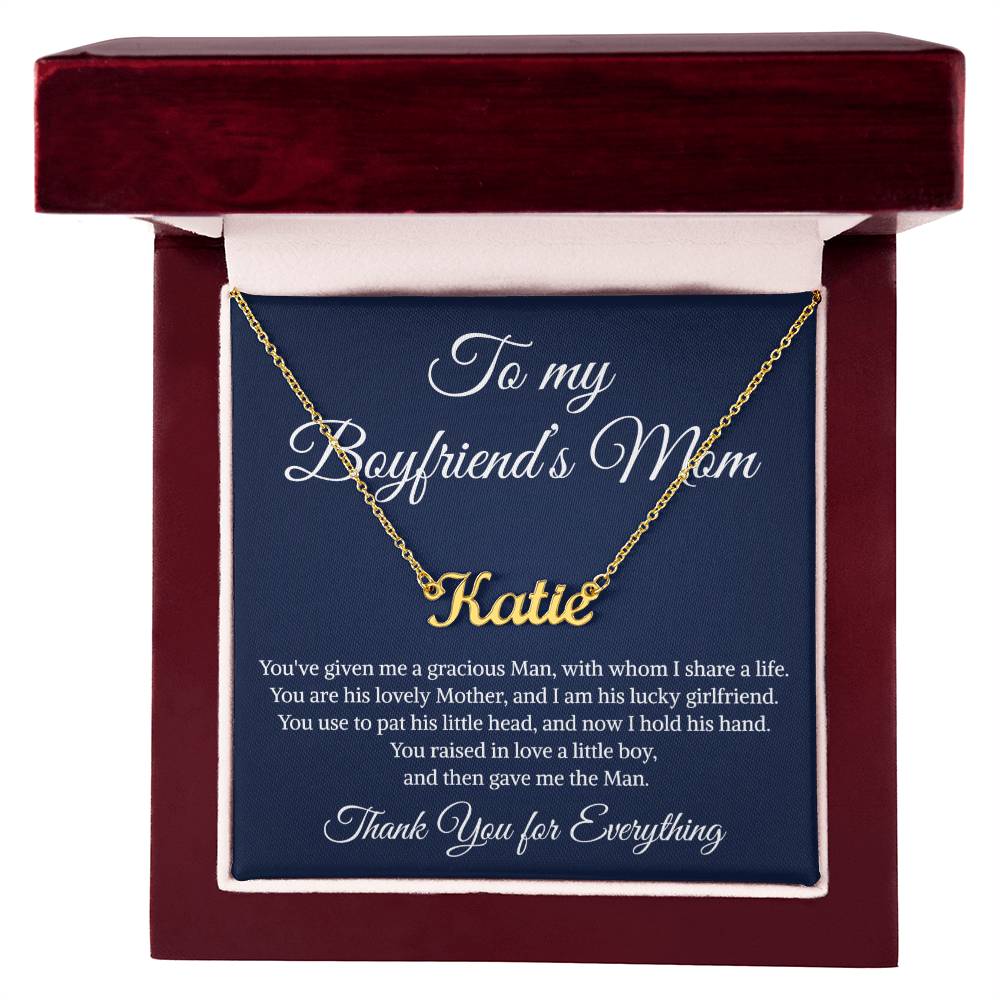Gift to My Boyfriend's Mom Necklace, Personalized Name Necklace , Boyfriends Mom Necklace