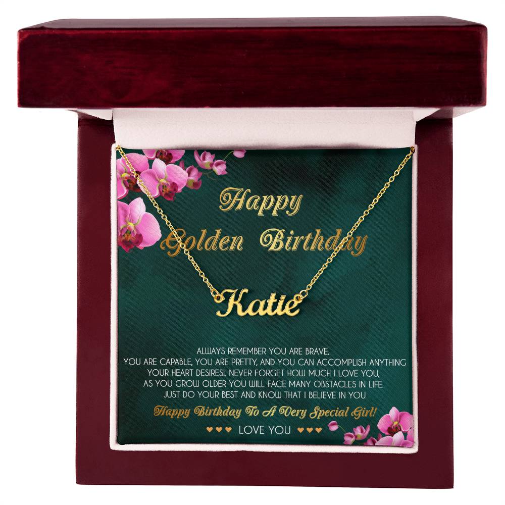 Personalized Name Necklace, Golden Birthday Gift Necklace, Happy Golden Birthday, Golden Birthday Jewelry, Gift for Golden Birthday, Golden Birthday Her