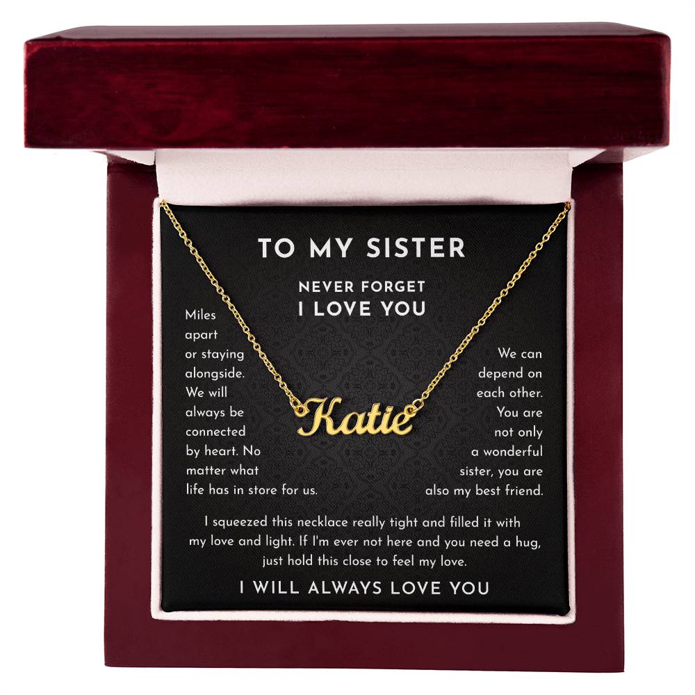 Sisters Gifts From Sister Name Necklaces For 2 Big Sister and Little Sister Happy Birthday Present For Women Jewelry Best Sister with Message Card and Gift Box