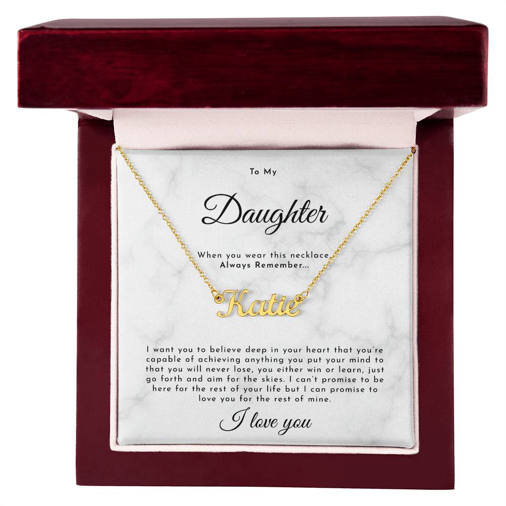 To My Daughter Necklace, Personalized Daughter Necklace Gift, Custom Name Daughter Necklace Ideas Gift, Gift Box Message Card To Daughter
