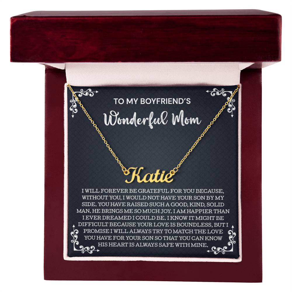 To My Boyfriend's Mom Gift, Personalized Name Necklace, Gifts for Boyfriends Mom Necklace, To My Boyfriends Mom Gifts On Birthday Christmas