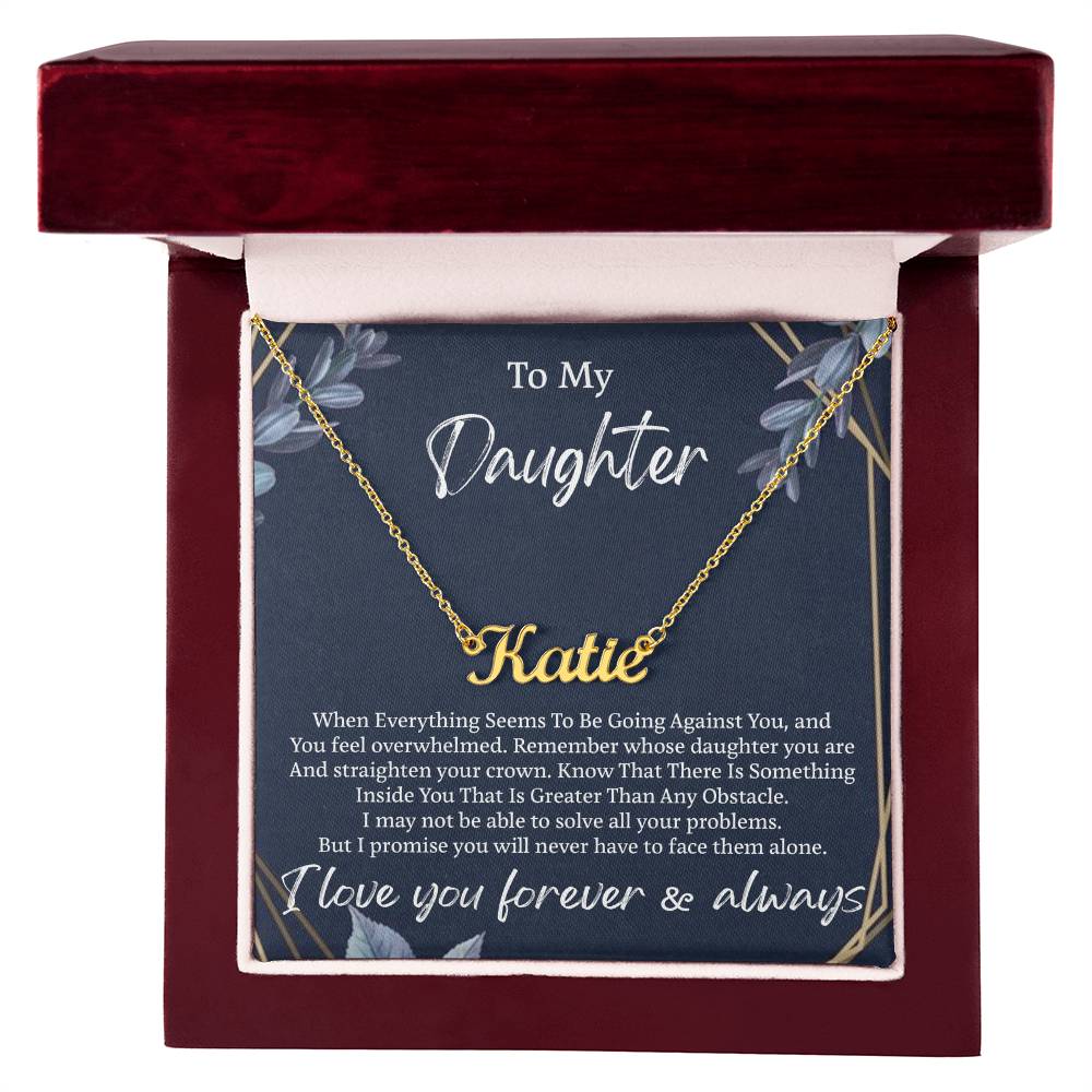 My Daughter Personalized Name Necklace, Personalized Gift for Daughter, Daughter Birthday Gift Message Card Jewelry, Personalized Jewelry