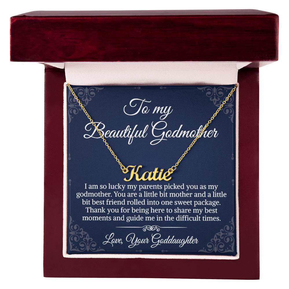 Godmother, Sentimental Gifts Love Sweet Personalized Name Necklace, Message Card Box