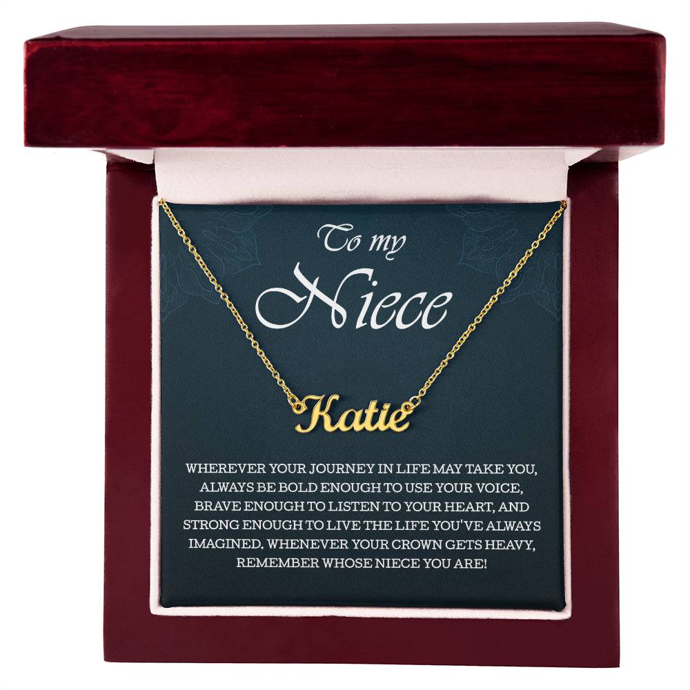 To My Niece Personalized Name Necklace, Perfect Birthday or Graduation Gift with Blessing Card and Gift Box Packaging