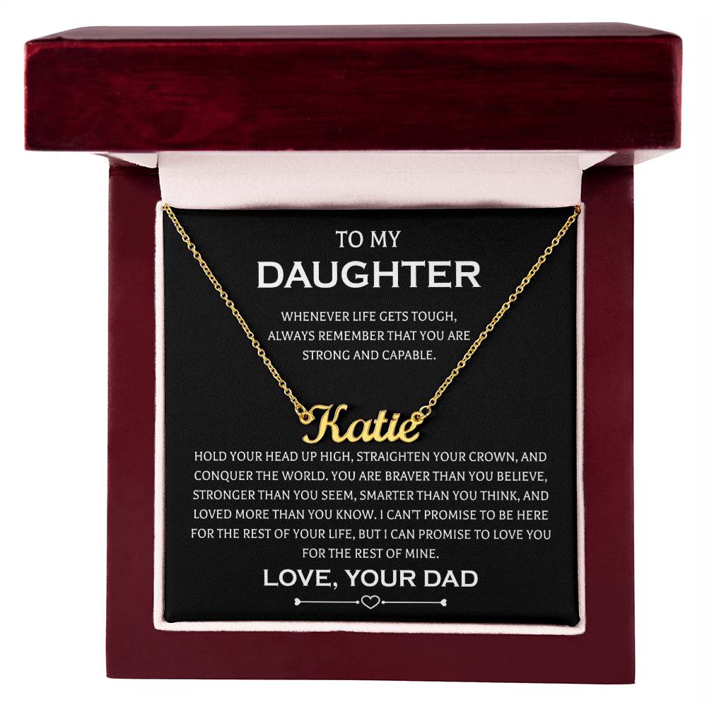 Gifts to My Daughter Necklace From Dad Personalized Name Necklace Father Daughter Necklaces On Birthday, Anniversary Includes Gift Box