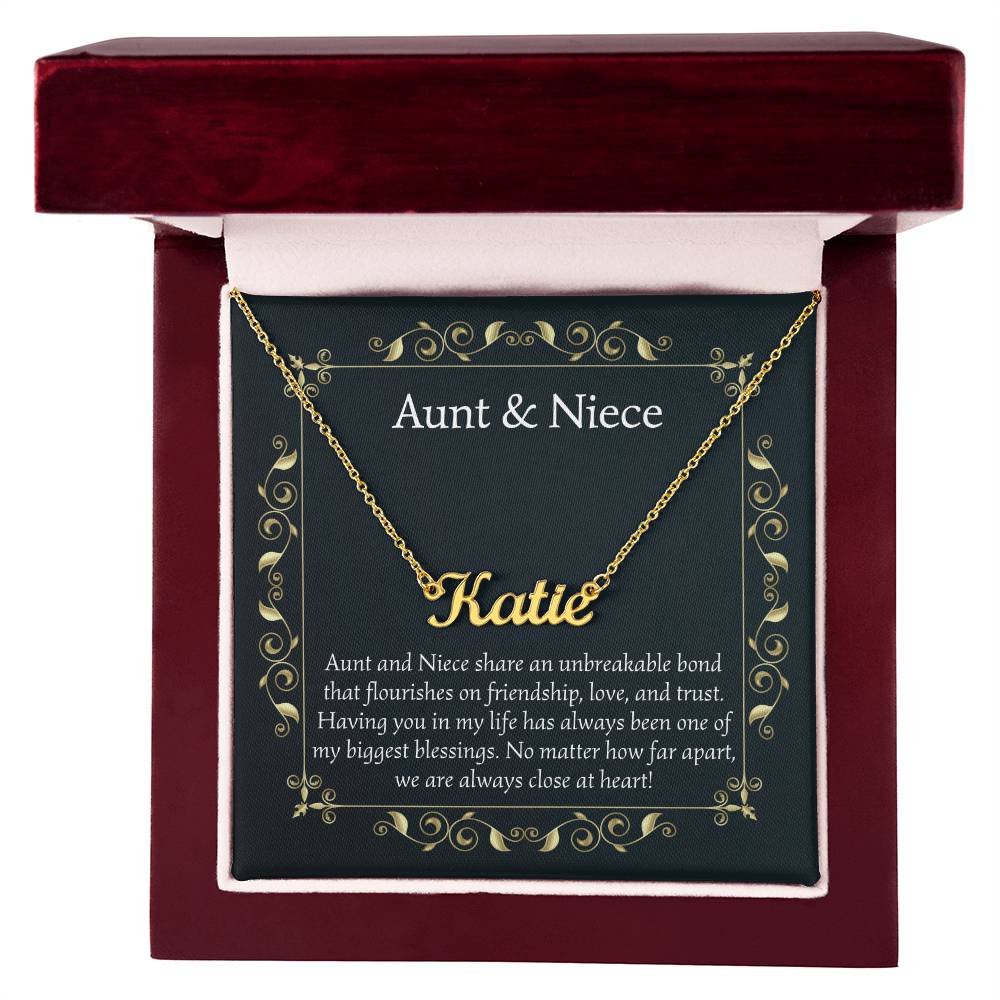 Christmas Gifts for Aunt and Niece Necklace Aunt Gifts from Niece Jewelry Gifts for Auntie Birthday Gifts, Name Necklace Card