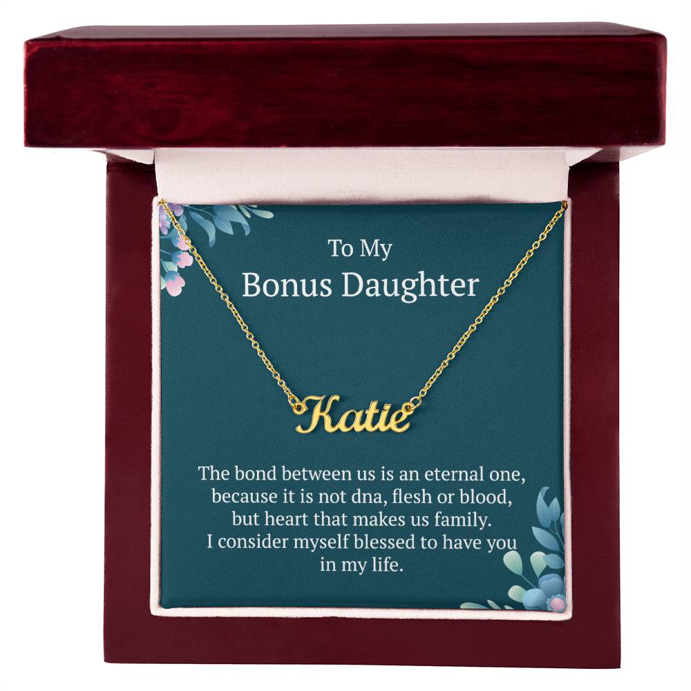 Heartfelt Birthday Surprise: Beautiful Personalized Name Necklace for My Wonderful Bonus Daughter