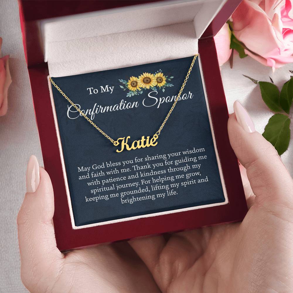 To My Confirmation Sponsor Necklace Jewelry Gift, Personalized Name Necklace
