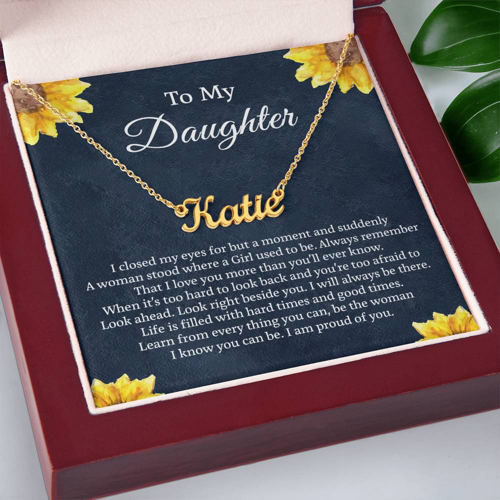 To My Daughter Flower Name Necklace, Personalized Gift for Daughter, Daughter Birthday Gift Message Card Jewelry, Handmade Necklace - Personalized Gift, with Box On Birthday Anniversary Christmas