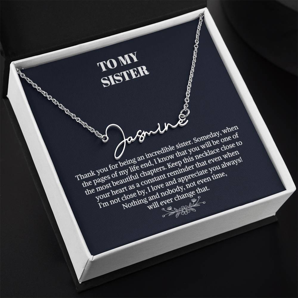 To My Sister Gift Necklace, Signature Style Name Necklace, Unbiological Sister Gift Necklace, Best Friend Gift Necklace, Birthday Necklace