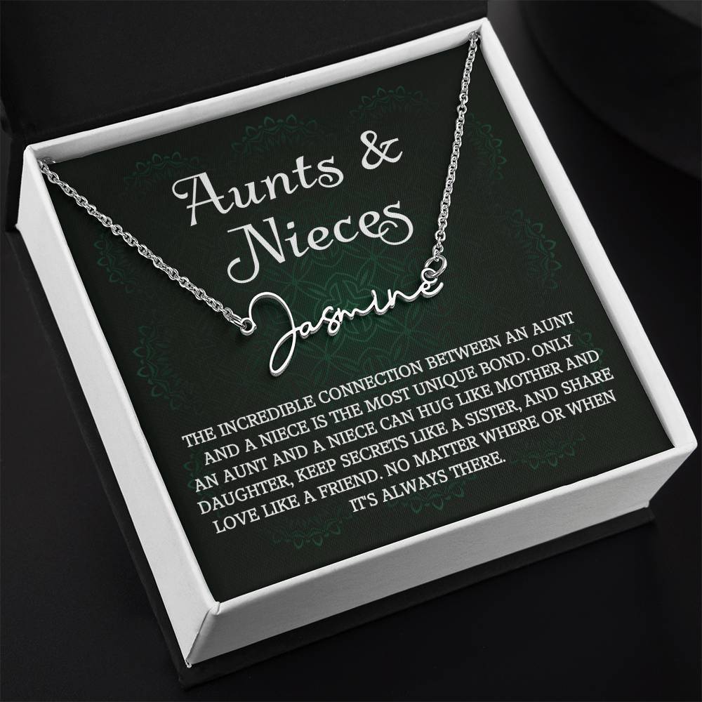 Auntie Gift Aunt Gifts From Niece, Signature Style Name Necklace Birthday Christmas Jewelry For Aunt
