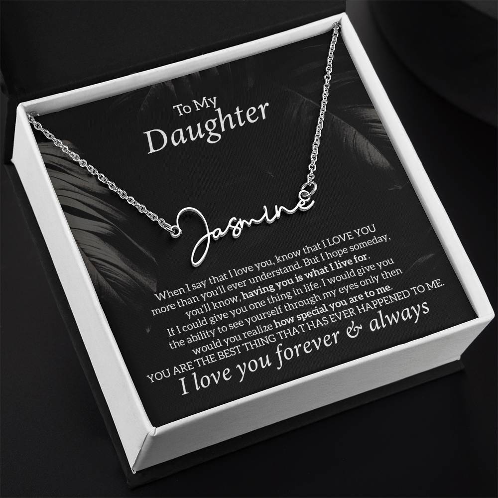 To My Daughter Necklace Jewelry Gift From Mom Dad, The Signature Style Name Necklace
