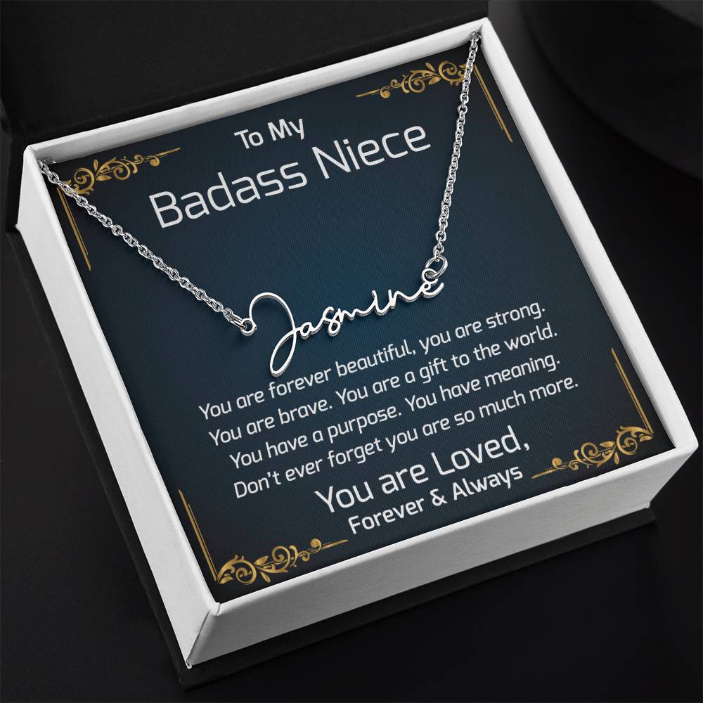 To My Badass Niece Gifts, Unique Jewelry Gift for Niece, Graduation, Christmas, or Birthday Present from Aunt and Uncle, Special Gift for Niece