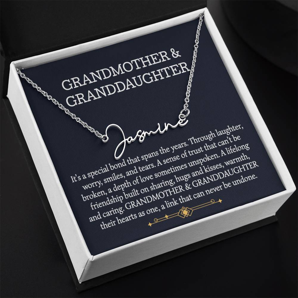 Grandmother And Granddaughter Signature Style Name Necklace, Birthday Gift, Christmas Gift