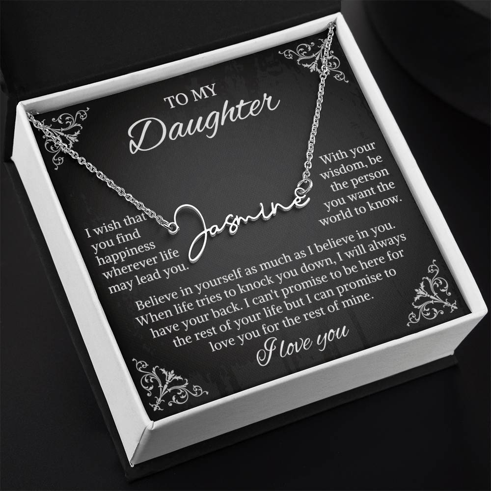 To My Daughter Signature Style Name Necklace, Daughter Necklace, Gift For Daughter, Daughter Necklace, Daughter Jewelry From Mom Dad