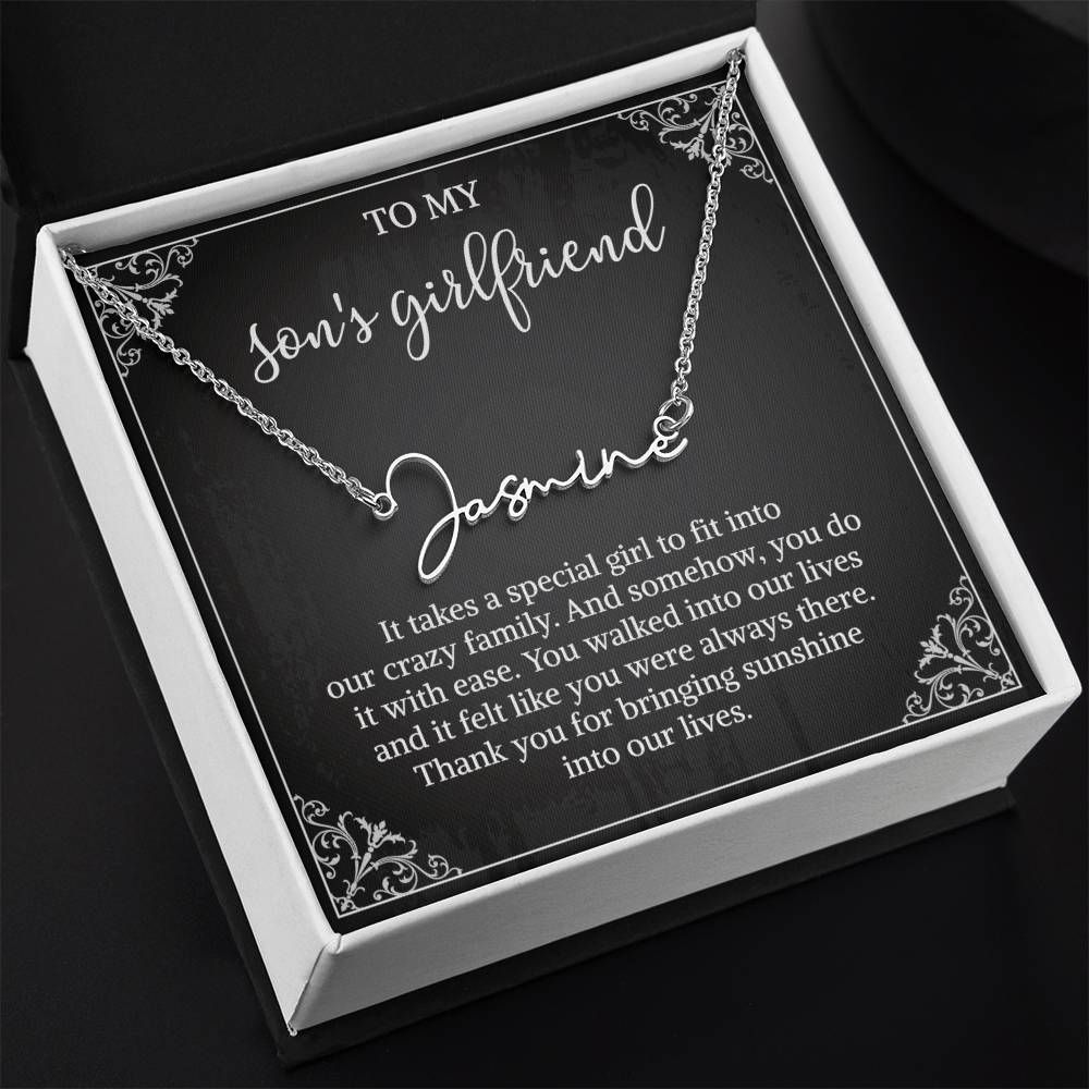 To my Son's Girlfriend Gifts, Signature Style Name Necklace, Valentine's Day Jewelry Birthday Gift