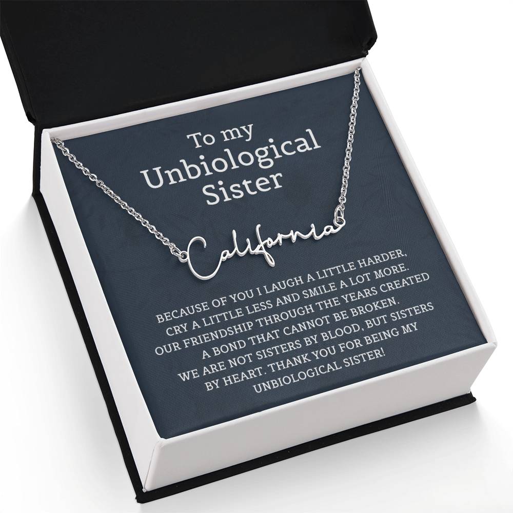Unbiological Sister Signature Style Name Necklace for Sister Friends Necklaces Unbiological Sister Gifts for Friendship Jewelry