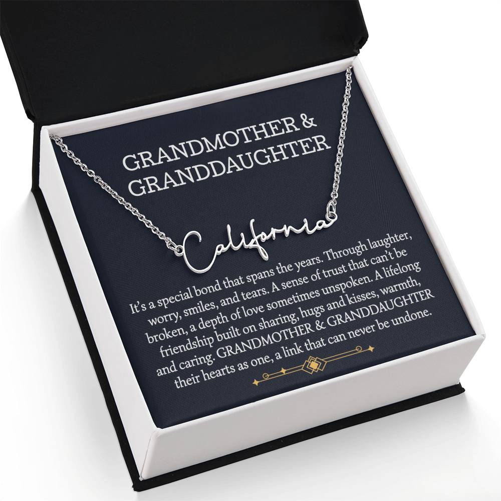 Grandmother And Granddaughter Signature Style Name Necklace, Birthday Gift, Christmas Gift