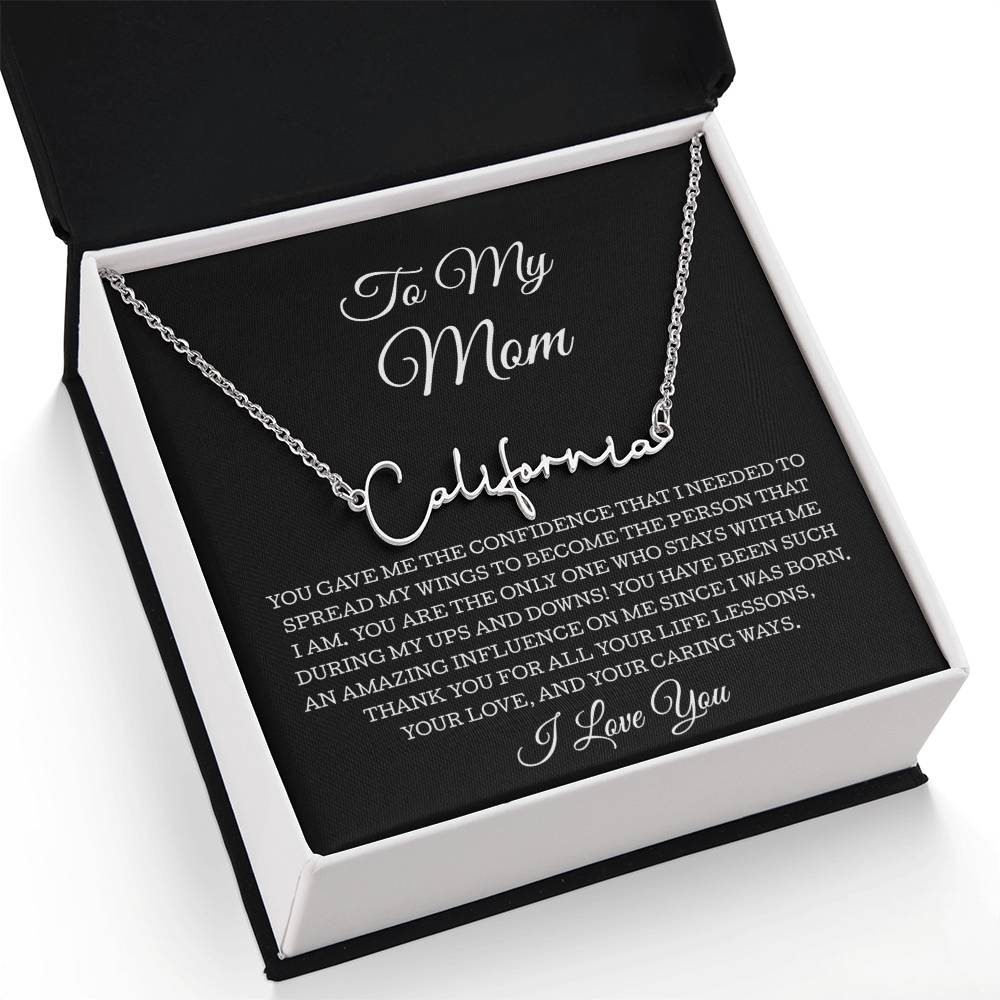 To My Mom Signature Style Name Necklace, To Mom Message Card Necklace, Mom Gift, Mom Mother's Day Gifts, Mom Birthday Jewelry, Mom Gift From Son