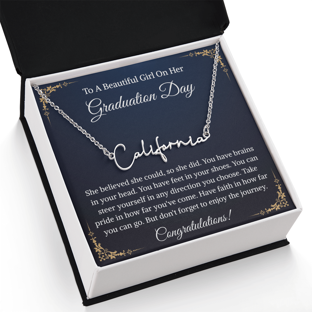 Signature Style Name Necklace, Inspirational Graduation Gift, High School Graduate Gifts for Best Friend or Daughter