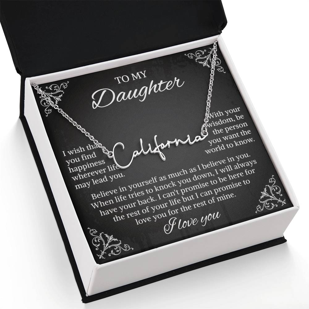 To My Daughter Signature Style Name Necklace, Daughter Necklace, Gift For Daughter, Daughter Necklace, Daughter Jewelry From Mom Dad