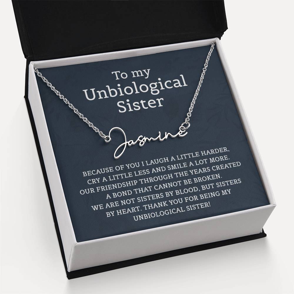 Unbiological Sister Signature Style Name Necklace for Sister Friends Necklaces Unbiological Sister Gifts for Friendship Jewelry