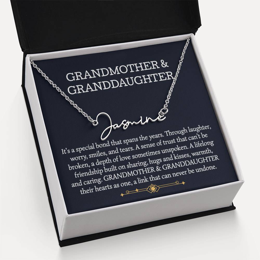 Grandmother And Granddaughter Signature Style Name Necklace, Birthday Gift, Christmas Gift