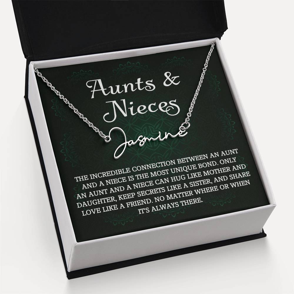 Auntie Gift Aunt Gifts From Niece, Signature Style Name Necklace Birthday Christmas Jewelry For Aunt