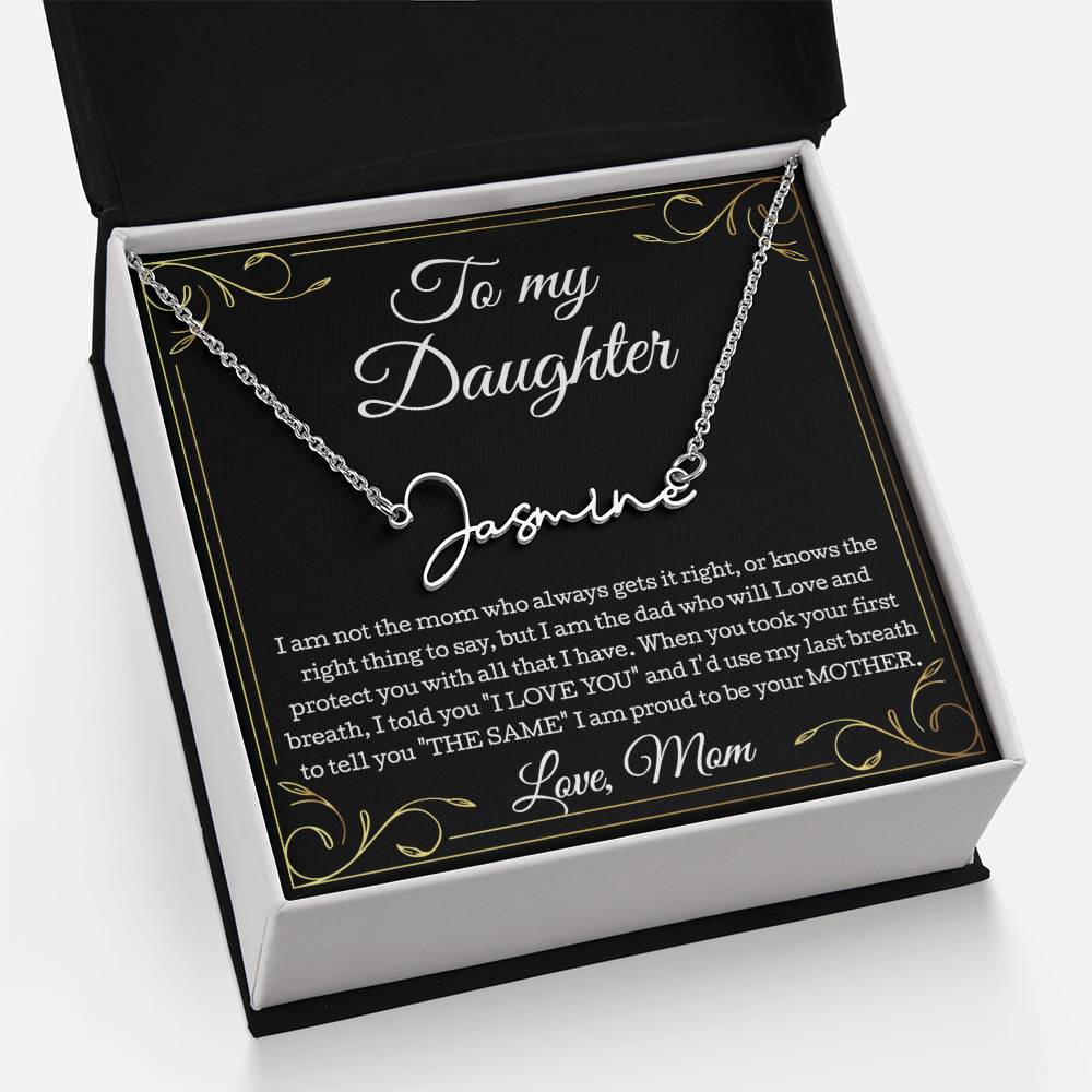To My Daughter Necklace From Mom, Daughter Signature Style Name Necklace, Daughter Gift, Birthday Gift, Christmas Gift Daughter From Mom