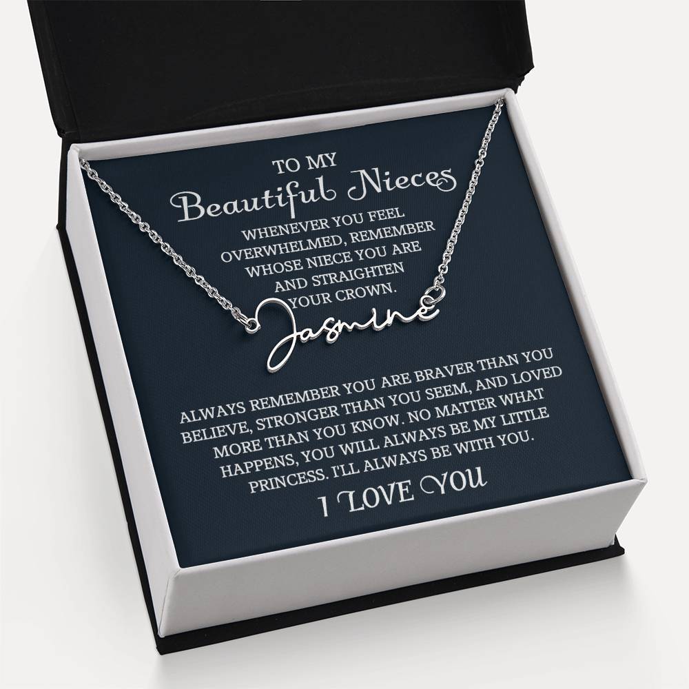 To My Niece Signature Style Name Necklace, Niece Gift from Aunt, Niece Gift, Birthday Gift for Niece, Niece Birthday Card, Gift for Niece