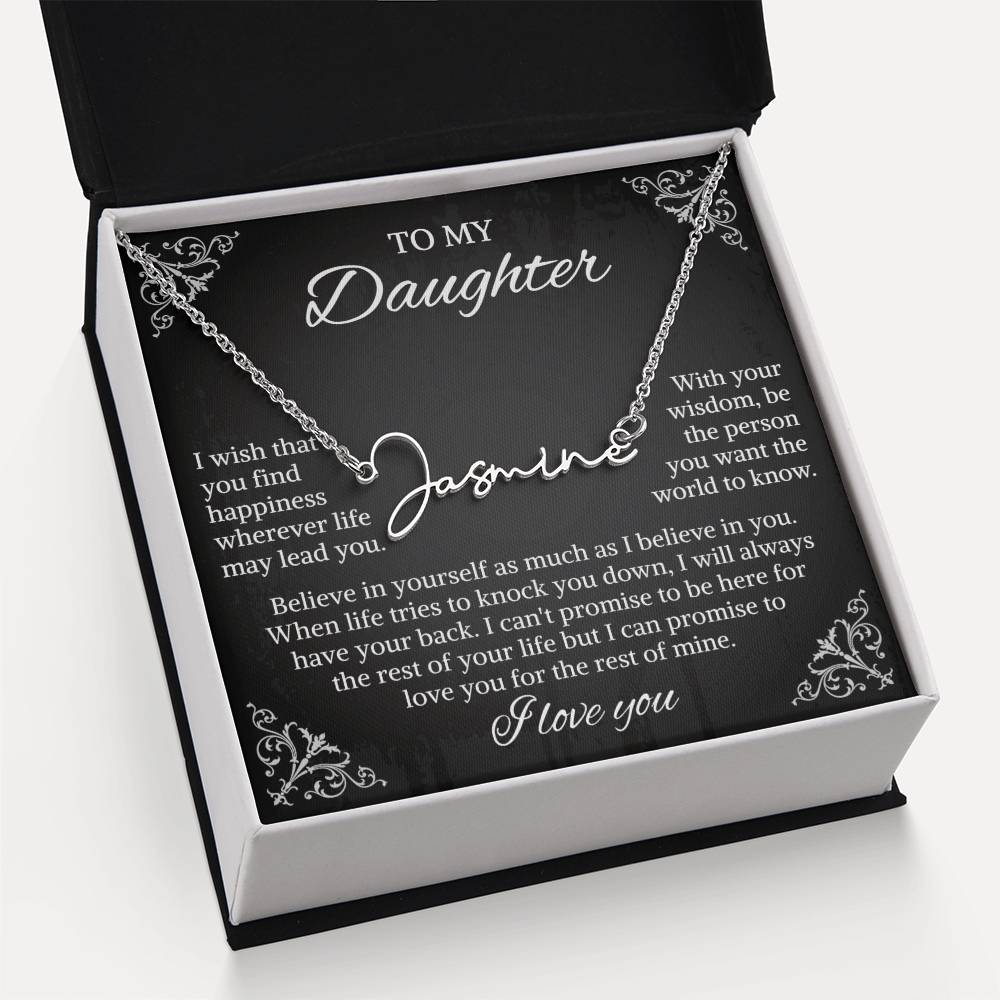 To My Daughter Signature Style Name Necklace, Daughter Necklace, Gift For Daughter, Daughter Necklace, Daughter Jewelry From Mom Dad
