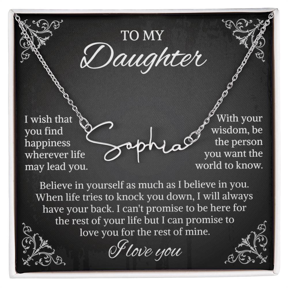 To My Daughter Signature Style Name Necklace, Daughter Necklace, Gift For Daughter, Daughter Necklace, Daughter Jewelry From Mom Dad