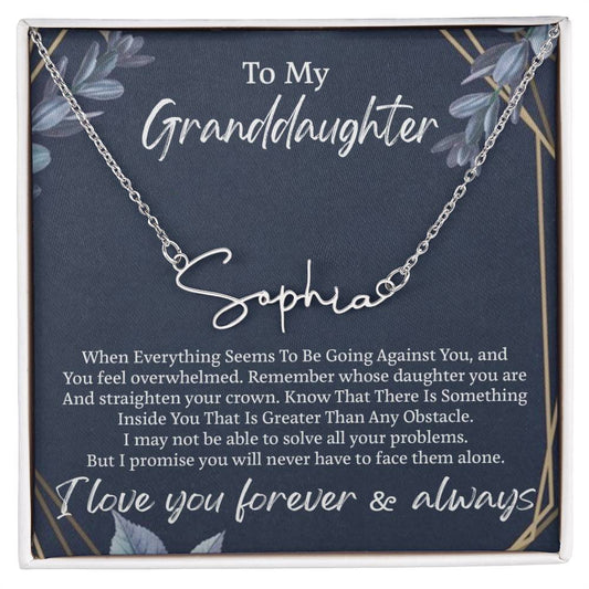 To My Granddaughter Necklace Gifts From Grandma Grandmother or Grandpa Grandfather To My Granddaughter Graduation Birthday Name Necklace