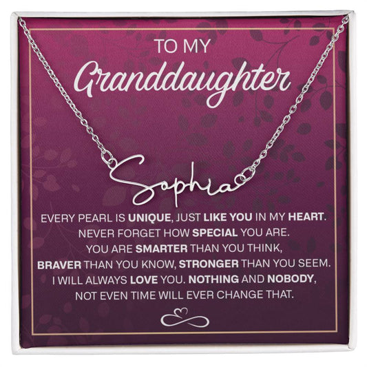 To My Granddaughter necklace card