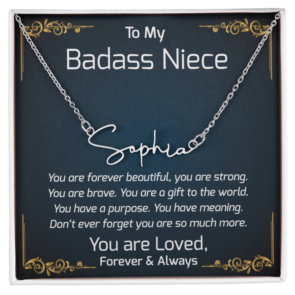 To My Badass Niece Gifts, Unique Jewelry Gift for Niece, Graduation, Christmas, or Birthday Present from Aunt and Uncle, Special Gift for Niece