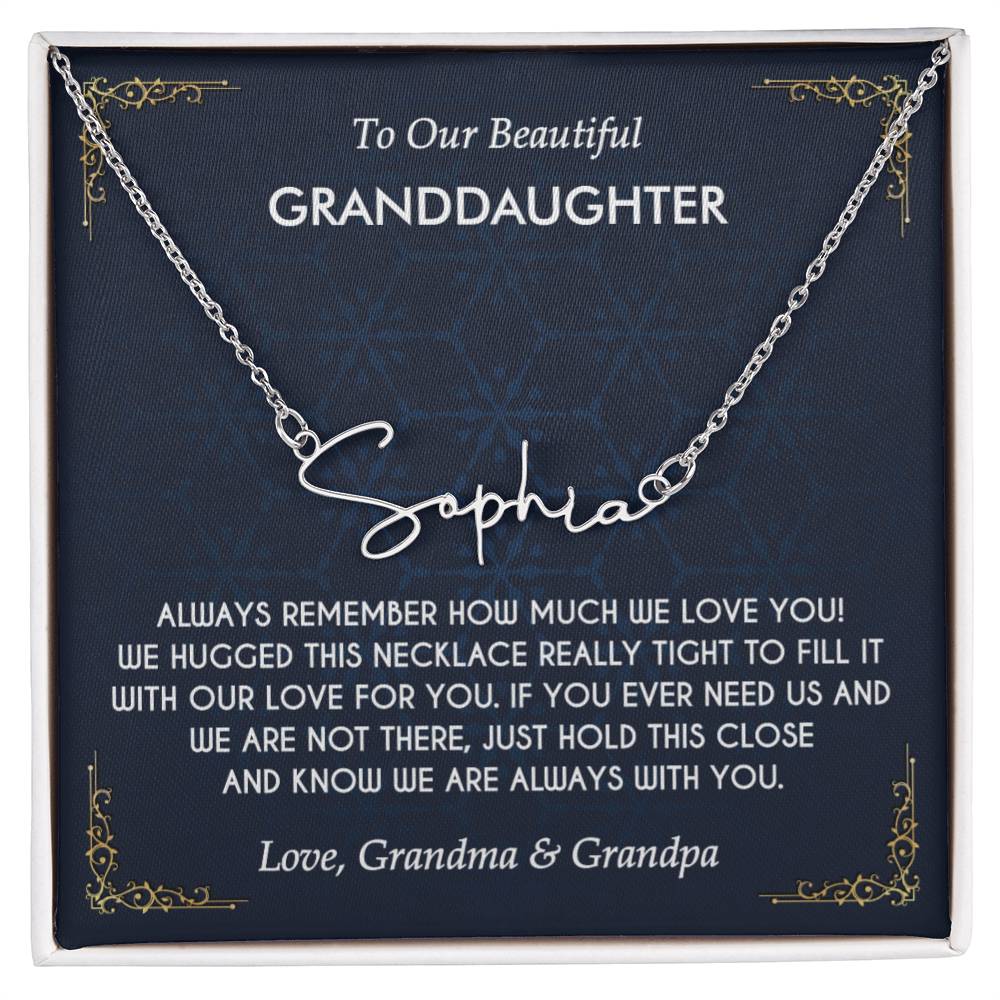 Granddaughter Necklace Gift from Grandma Grandpa, Birthday Graduation Christmas Gift to Granddaughter, Signature Style Name Necklace
